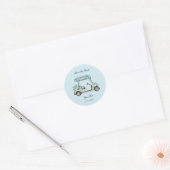 Blue Hydrangea Golf Cart Floral Wedding Stickers ラウンドシール (封筒)