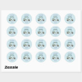 Blue Hydrangea Golf Cart Floral Wedding Stickers ラウンドシール (シート)