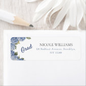Blue Hydrangea Grad Return Address Label ラベル (インサイチュ)