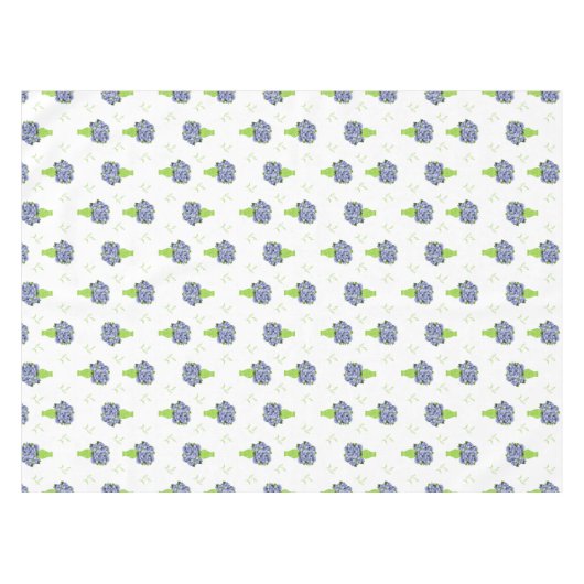  Blue Hydrangea Green Vase Coastal Pattern テーブルクロス (正面(横))