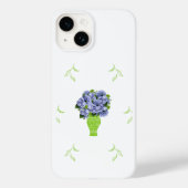  Blue Hydrangea Green Vase Coastal Pattern Case-Mate iPhoneケース (裏面)