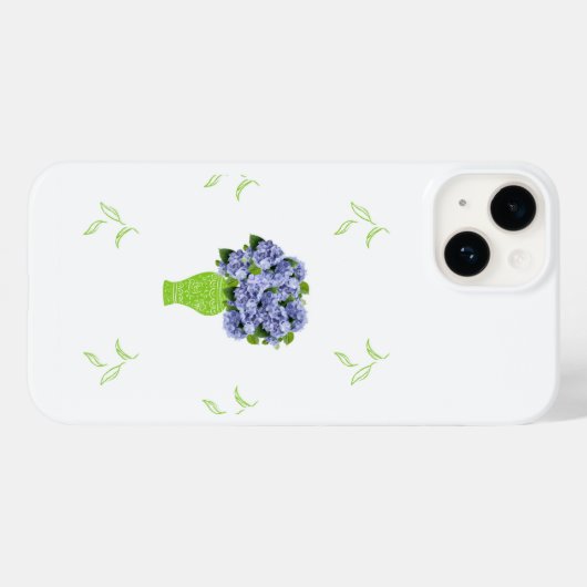  Blue Hydrangea Green Vase Coastal Pattern Case-Mate iPhoneケース (裏面 (横))
