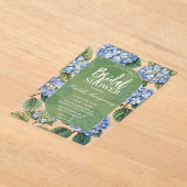 Blue Hydrangea Illustration Bridal Shower アクリル招待状 (レイダウン)