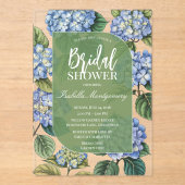 Blue Hydrangea Illustration Bridal Shower アクリル招待状 (正面)