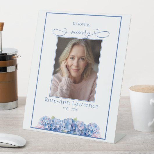 Blue Hydrangea In Loving Memory Tribute Remebrance 台座サイン (インサイチュ)