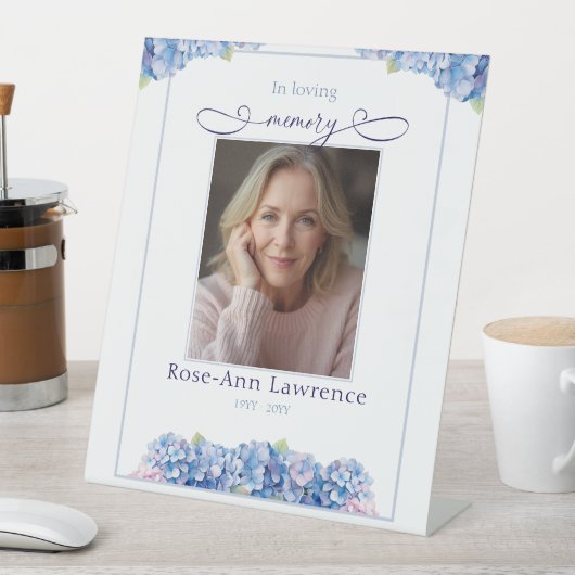 Blue Hydrangea In Loving Memory Tribute Remebrance 台座サイン (インサイチュ)