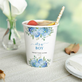 Blue Hydrangea It's a Boy Baby Shower 紙コップ