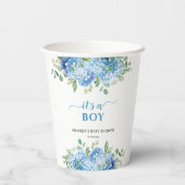 Blue Hydrangea It's a Boy Baby Shower 紙コップ (裏面)