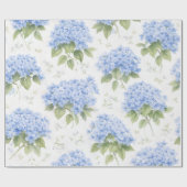 Blue Hydrangea Luxe Floral Wrapping Paper ラッピングペーパー (フラット)