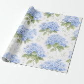 Blue Hydrangea Luxe Floral Wrapping Paper ラッピングペーパー (アンロールド)
