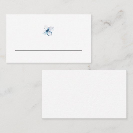 Blue Hydrangea Minimalist Wedding Place Card プレイスカード (正面/裏面)