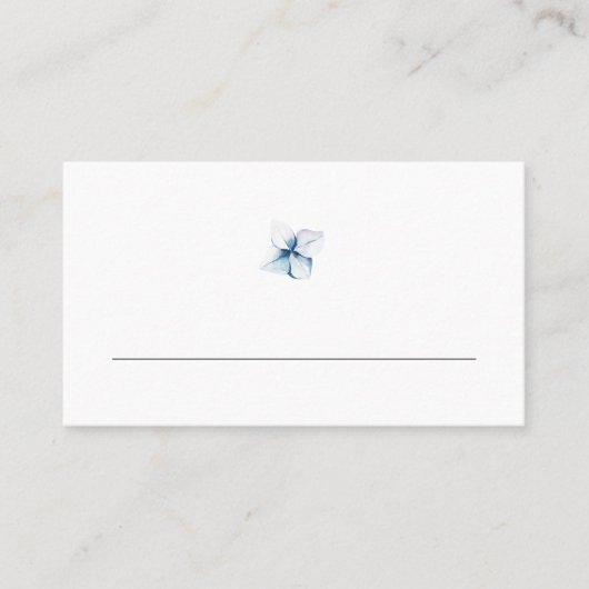 Blue Hydrangea Minimalist Wedding Place Card プレイスカード (正面)