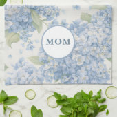 Blue Hydrangea MOM Tea Towel Coastal Gift キッチンタオル (折り畳み)