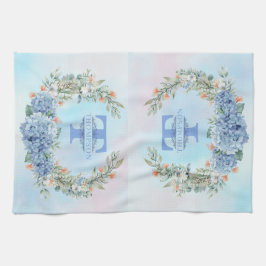 Blue Hydrangea Monogram Kitchen Towel キッチンタオル