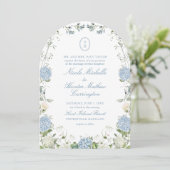 Blue Hydrangea Monogram Wedding Arch Invitation 招待状 (スタンド正面)