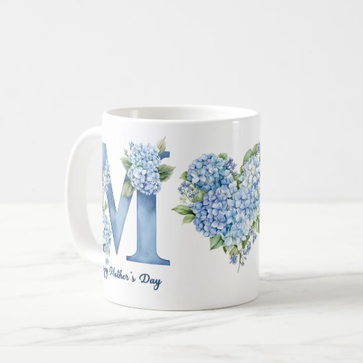 Blue Hydrangea Mothers Day Coffee Mug コーヒーマグカップ (正面左)