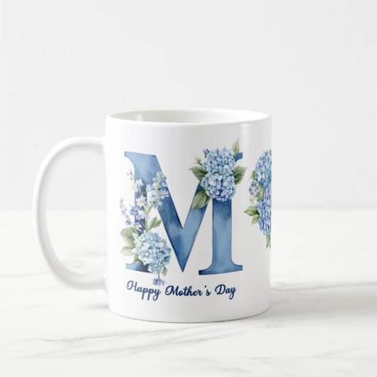 Blue Hydrangea Mothers Day Coffee Mug コーヒーマグカップ (左)