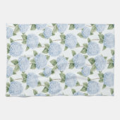 Blue Hydrangea Pattern Watercolor Floral Botanical キッチンタオル (横)
