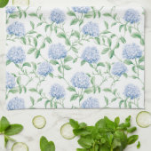 Blue Hydrangea Pattern Watercolor Floral Botanical キッチンタオル (折り畳み)