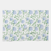 Blue Hydrangea Pattern Watercolor Floral Botanical キッチンタオル (横)