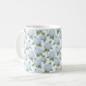Blue Hydrangea Pattern Watercolor Floral Botanical コーヒーマグカップ (正面左)