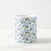 Blue Hydrangea Pattern Watercolor Floral Botanical コーヒーマグカップ (中央)