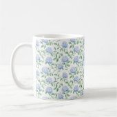Blue Hydrangea Pattern Watercolor Floral Botanical コーヒーマグカップ (左)