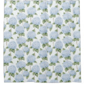 Blue Hydrangea Pattern Watercolor Floral Botanical シャワーカーテン (正面)