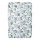 Blue Hydrangea Pattern Watercolor Floral Botanical バスマット (正面縦)