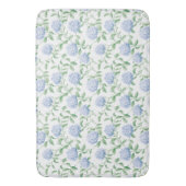 Blue Hydrangea Pattern Watercolor Floral Botanical バスマット (正面縦)