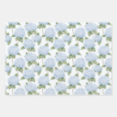 Blue Hydrangea Pattern Watercolor Floral Botanical ラッピングペーパーシート (正面3)
