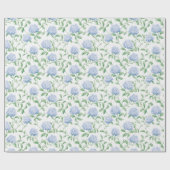 Blue Hydrangea Pattern Watercolor Floral Botanical ラッピングペーパー (フラット)