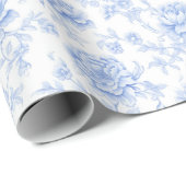 Blue Hydrangea Pattern Watercolor Floral Botanical ラッピングペーパー (ロールコーナー)