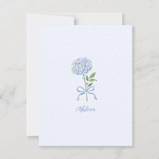 Blue Hydrangea Personalized Note Card サンキューカード (正面)
