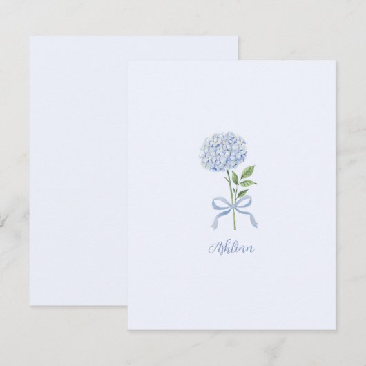 Blue Hydrangea Personalized Note Card サンキューカード (正面/裏面)