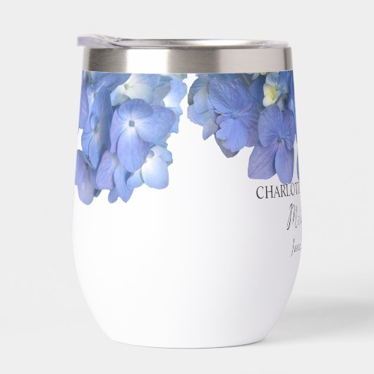 Blue Hydrangea Petals Wedding Personalized Names (右面)