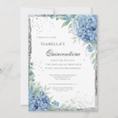 Blue Hydrangea Quinceañera Celebration 15 招待状 (正面)