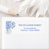 Blue hydrangea return address label ラベル (インサイチュ)