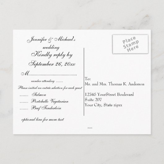 Blue Hydrangea RSVP応答 インビテーションポストカード (裏面)