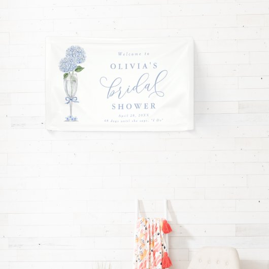  Blue Hydrangea & Silver Champagne Welcome 横断幕 (インサイチュ)