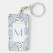 Blue Hydrangea Single Initial Monogram Custom キーホルダー (裏面)