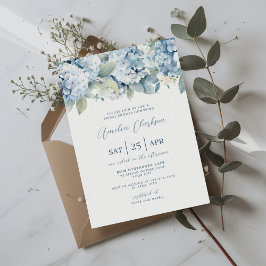 Blue Hydrangea Something Blue Bridal Shower Invite 招待状