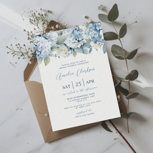 Blue Hydrangea Something Blue Bridal Shower Invite 招待状