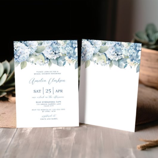 Blue Hydrangea Something Blue Bridal Shower Invite 招待状