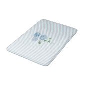 Blue Hydrangea Stripe Pattern Coastal バスマット (アングル)