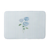 Blue Hydrangea Stripe Pattern Coastal バスマット (正面)