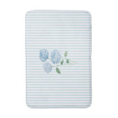 Blue Hydrangea Stripe Pattern Coastal バスマット (正面縦)