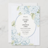 Blue Hydrangea Stripe Vintage Wedding Invitation 招待状 (正面)