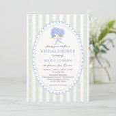Blue Hydrangea Stripes Bridal Shower Invitation 招待状 (スタンド正面)