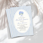 Blue Hydrangea Stripes Bridal Shower Invitation 招待状